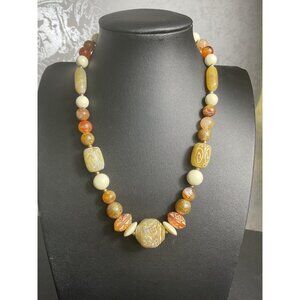 Acrylic Agate Beaded Necklace With Large Statement Beads & Clasp